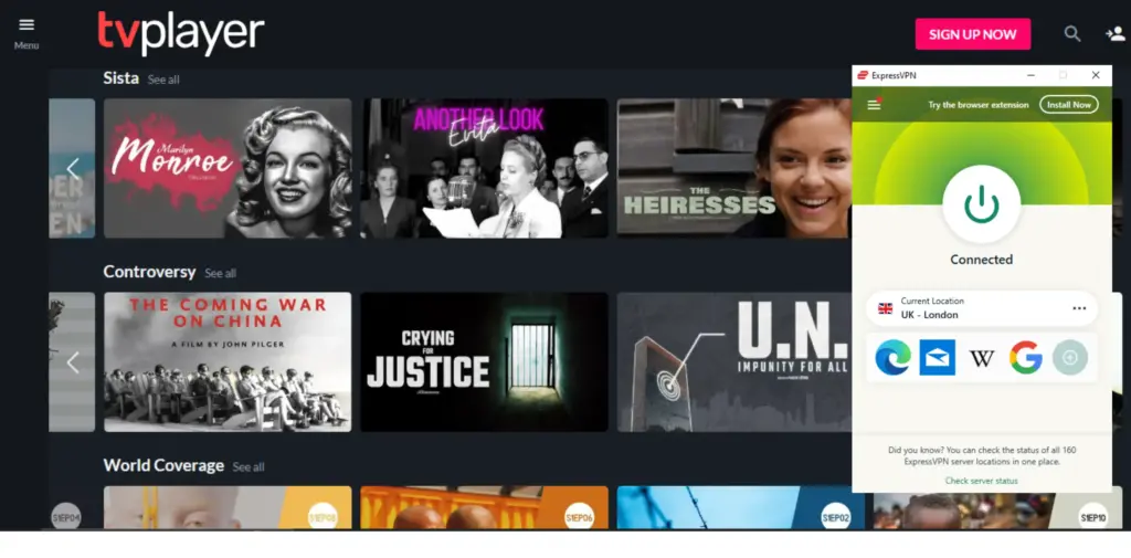 I could watch TVPlayer in the USA with ExpressVPN