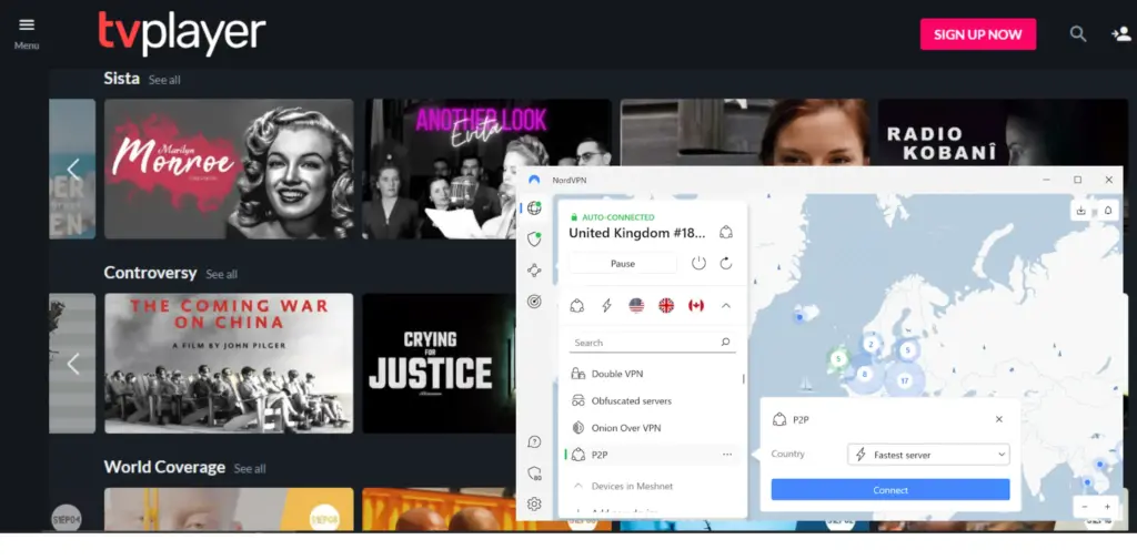 I could watch TVPlayer in the USA with NordVPN