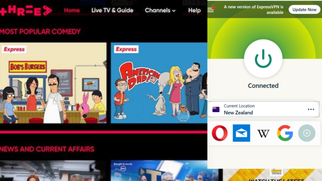 I could watch ThreeNow in the USA with ExpressVPN