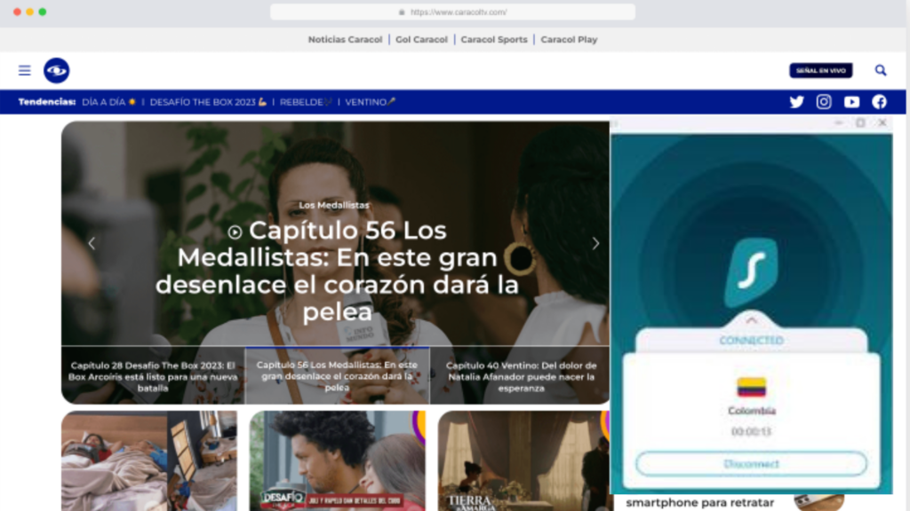 Now I can unblock and watch Caracol TV in the USA with SurfShark